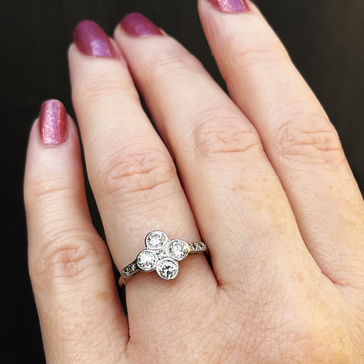 ANTIQUE ART DECO .87ct  DIAMOND RING 18ct GOLD &amp; PLATINUM