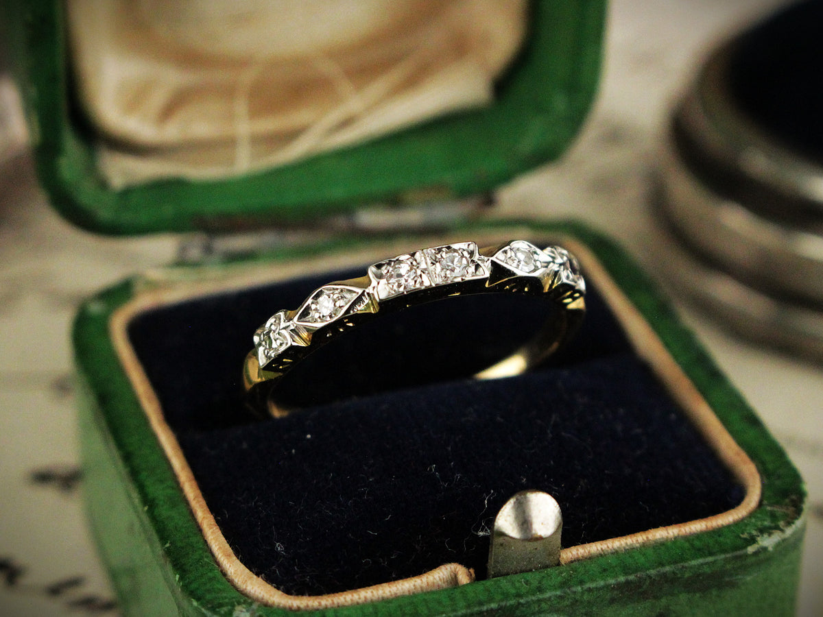 VINTAGE c1930 DIAMOND BAND 18ct GOLD &amp; PALLADIUM