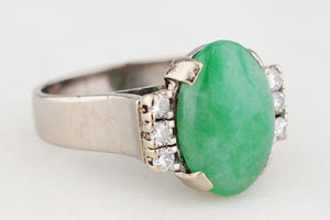 VINTAGE c1940 5ct JADE & DIAMOND RING 18ct GOLD