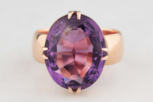 ANTIQUE EDWARDIAN 1914 AMETHYST DRESS RING 9ct GOLD