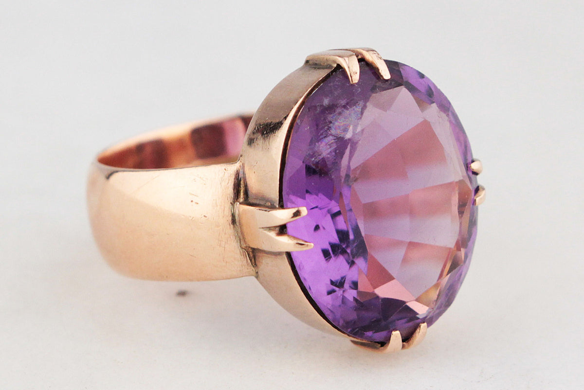 ANTIQUE EDWARDIAN 1914 AMETHYST DRESS RING 9ct GOLD