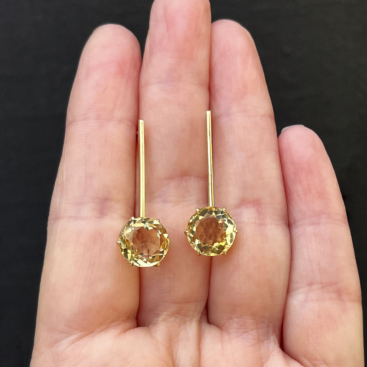 ANTIQUE EDWARDIAN c1900 CITRINE DROP EARRINGS 9ct GOLD