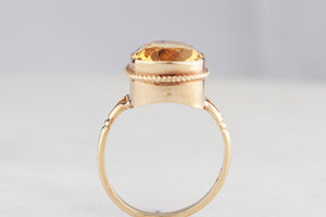 MID CENTURY CITRINE COCKTAIL RING 9ct GOLD