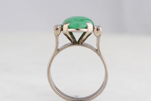 VINTAGE c1940 5ct JADE & DIAMOND RING 18ct GOLD