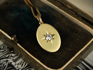 CUSTOM STARBURST SET DIAMOND PENDANT 14ct GOLD