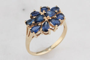 VINTAGE 2ct SAPPHIRE CLUSTER RING 9ct GOLD