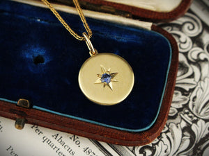 CUSTOM SAPPHIRE STARBURST SET SAPPHIRE PENDANT 14ct GOLD