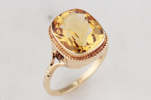 MID CENTURY CITRINE COCKTAIL RING 9ct GOLD