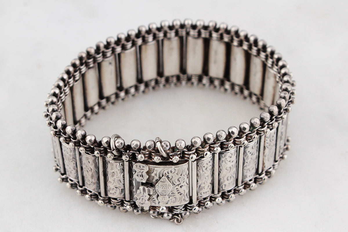 VICTORIAN 1880 ENGLISH STERLING SILVER BRACELET
