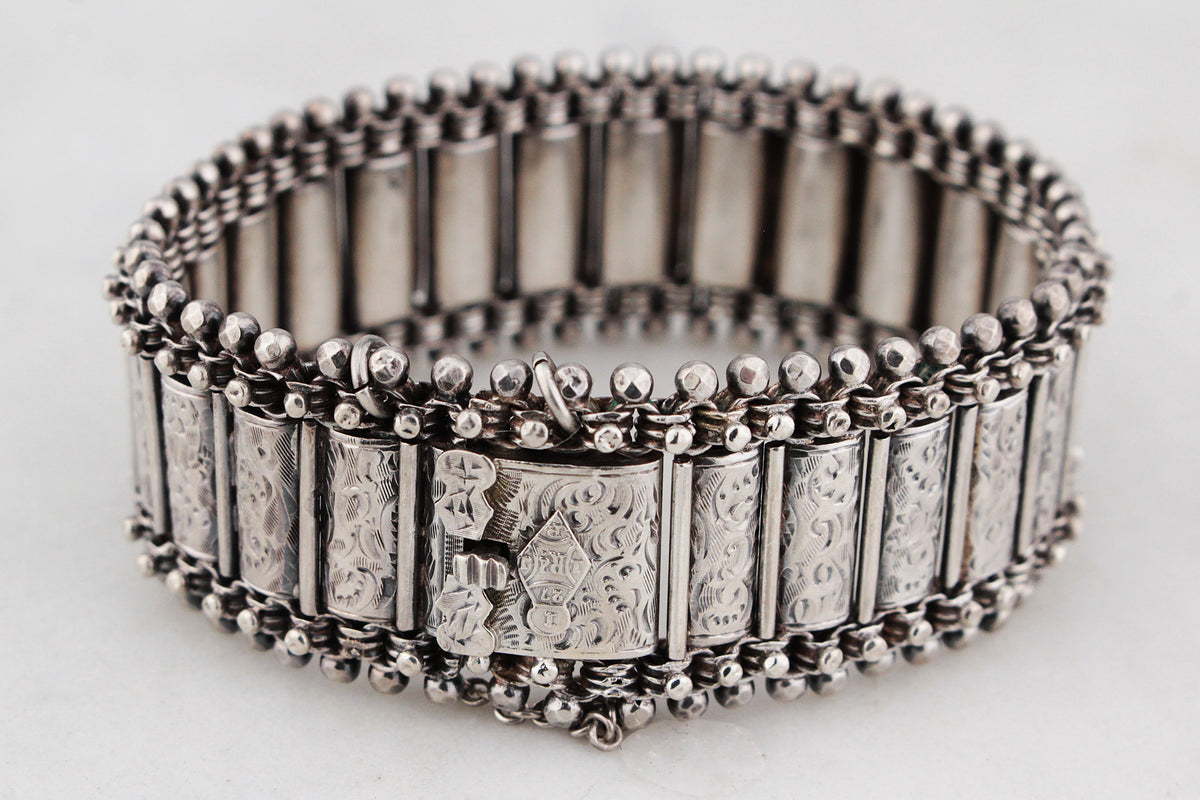 VICTORIAN 1880 ENGLISH STERLING SILVER BRACELET