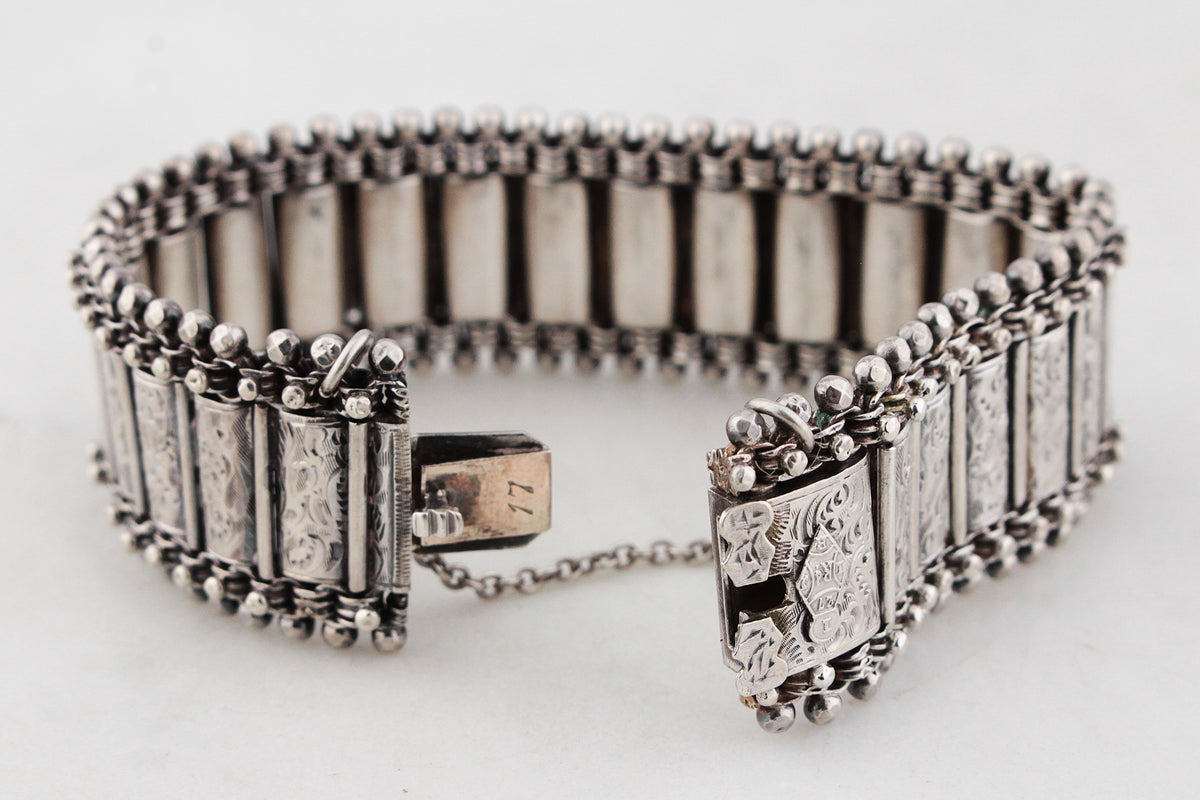 VICTORIAN 1880 ENGLISH STERLING SILVER BRACELET