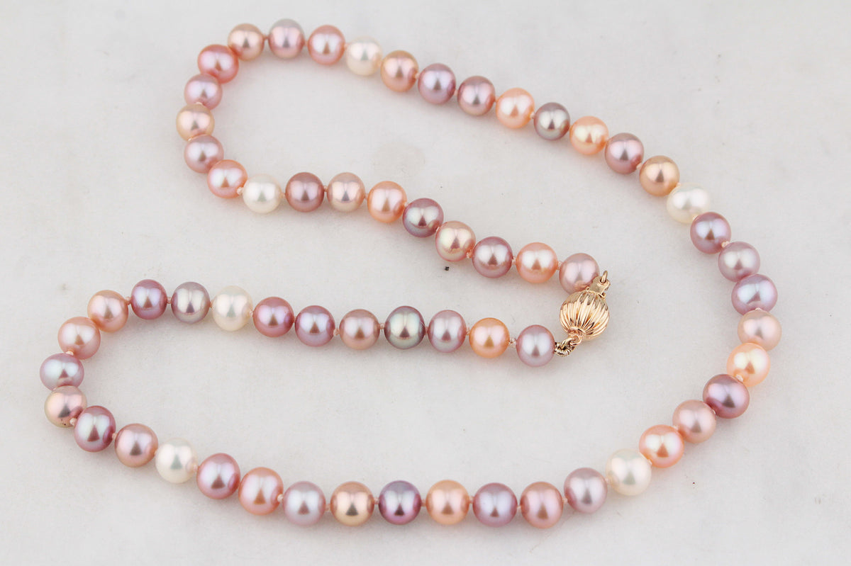 SINGLE STRAND FRESHWATER PEARL NECKLACE 14ct GOLD