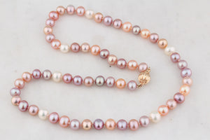 SINGLE STRAND FRESHWATER PEARL NECKLACE 14ct GOLD