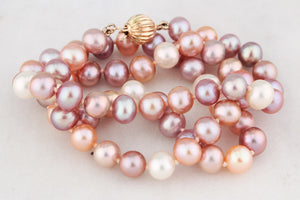 SINGLE STRAND FRESHWATER PEARL NECKLACE 14ct GOLD