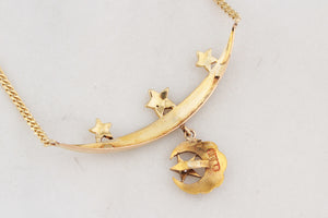 ANTIQUE EDWARDIAN CELESTIAL SEED PEARL AND DIAMOND NECKLACE