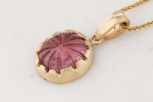 BESPOKE 5.80ct CARVED TOURMALINE PENDANT 9ct GOLD