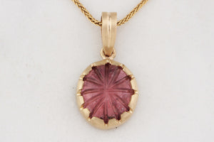 BESPOKE 5.80ct CARVED TOURMALINE PENDANT 9ct GOLD