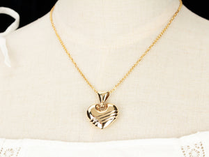 RETRO c1980’s LARGE HEART PENDANT 9ct GOLD