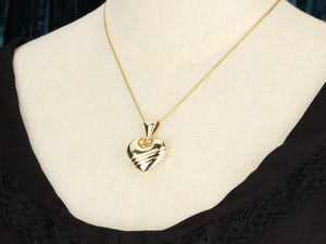 RETRO c1980’s LARGE HEART PENDANT 9ct GOLD