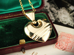 RETRO c1980’s LARGE HEART PENDANT 9ct GOLD