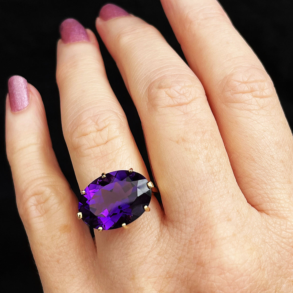 VINTAGE 11.90ct AMETHYST COCKTAIL RING 9ct GOLD