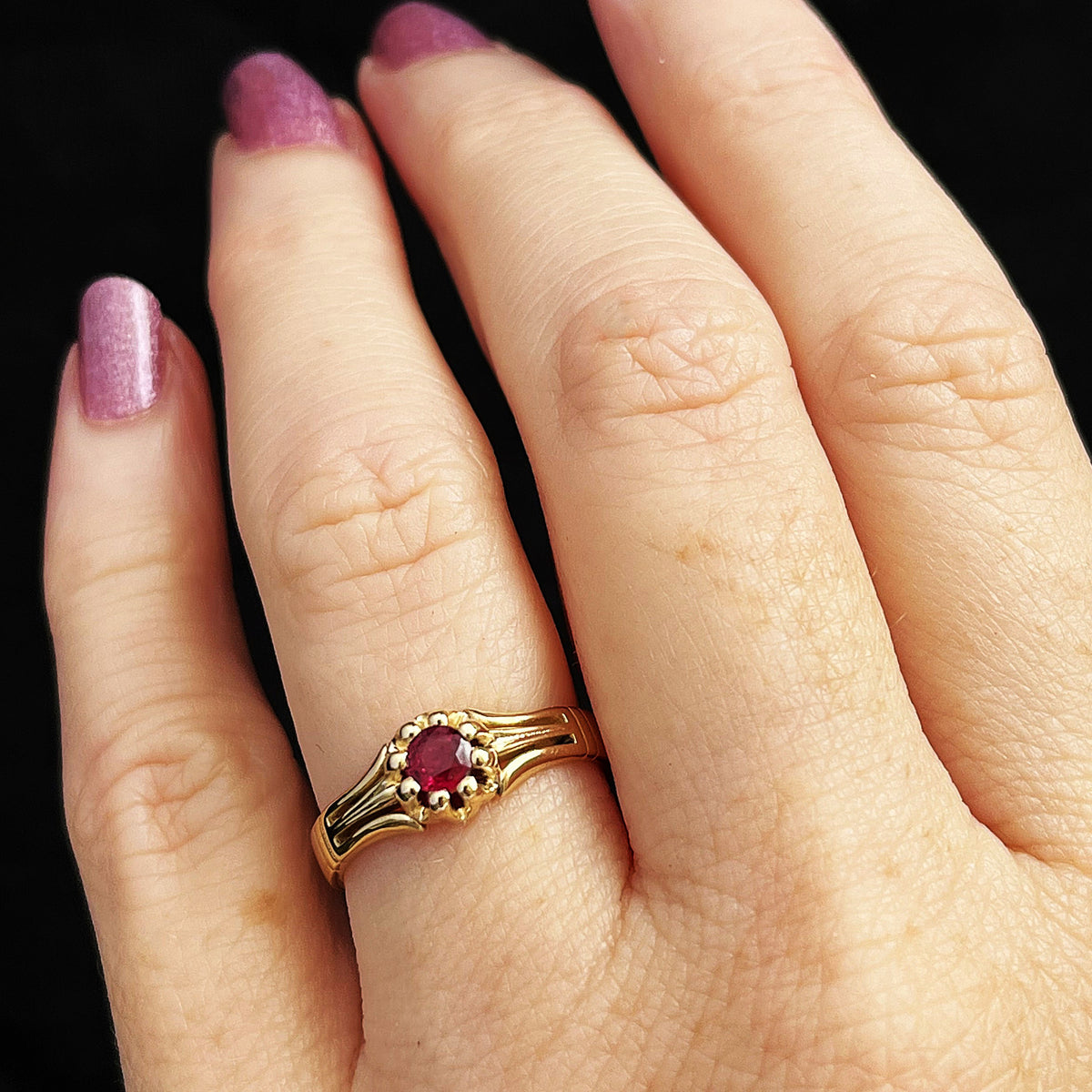 BESPOKE EDWARDIAN STYLE RUBY RING 9ct GOLD