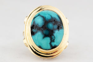 VINTAGE c1940’s TURQUOISE RING 18ct GOLD