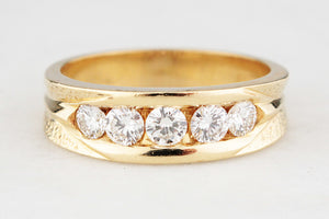 CONTEMPORARY FRENCH .85ct FIVE STONE DIAMOND RING