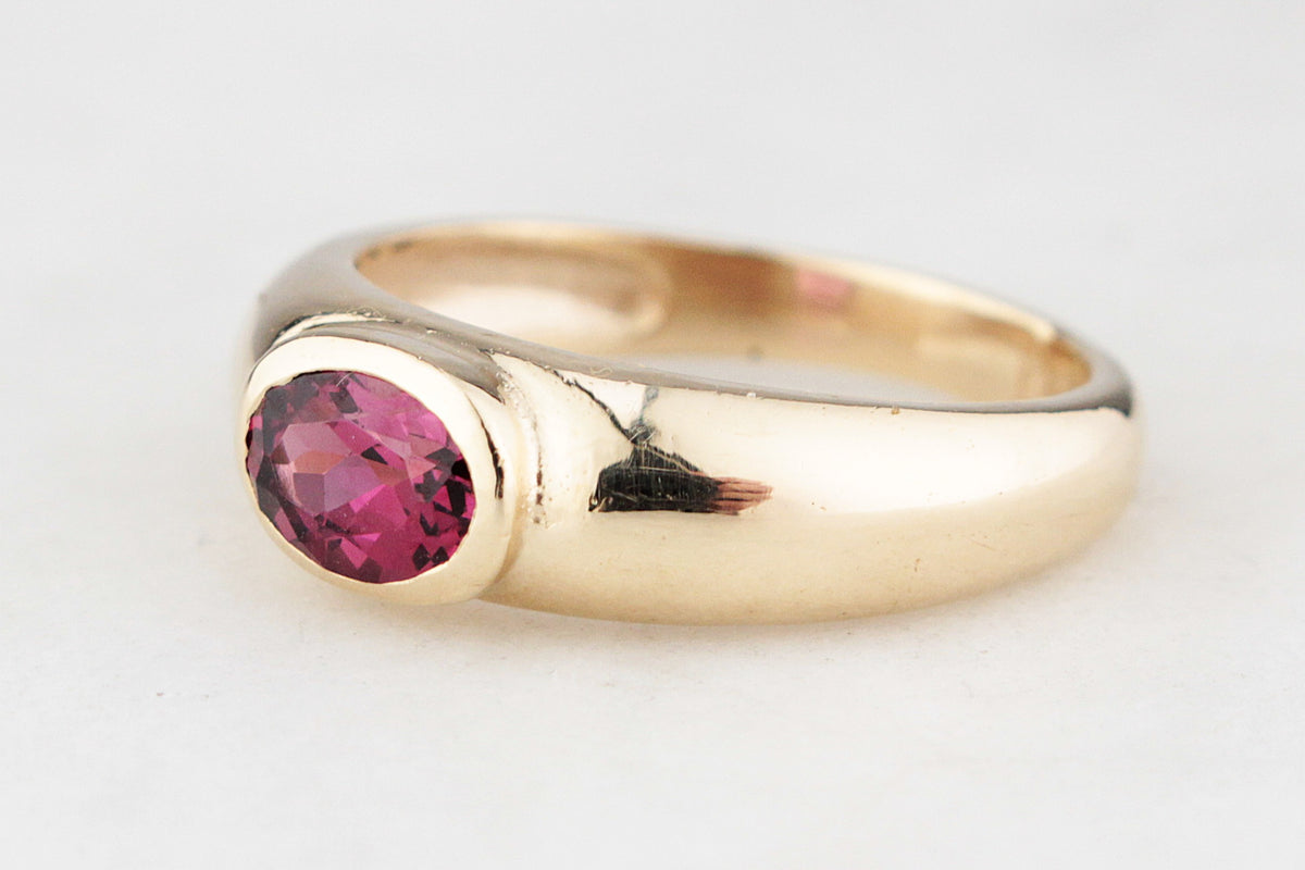CUSTOM RHODOLITE GARNET RING 9ct GOLD