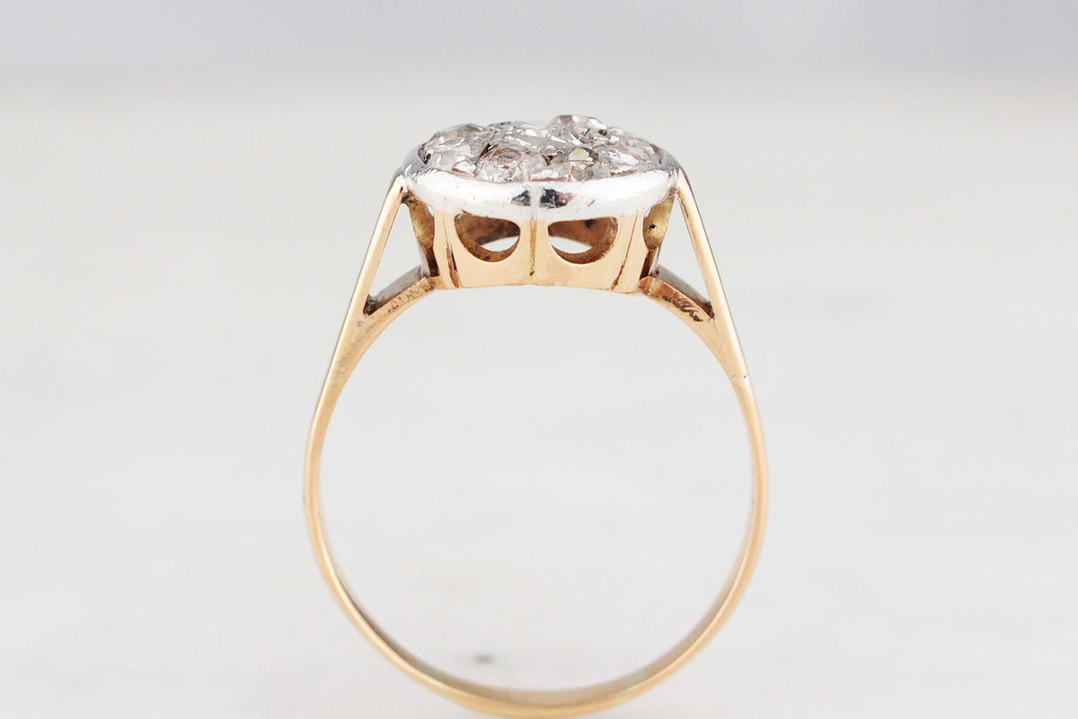 ANTIQUE EDWARDIAN 1.09ct DIAMOND CLUSTER RING 18ct GOLD