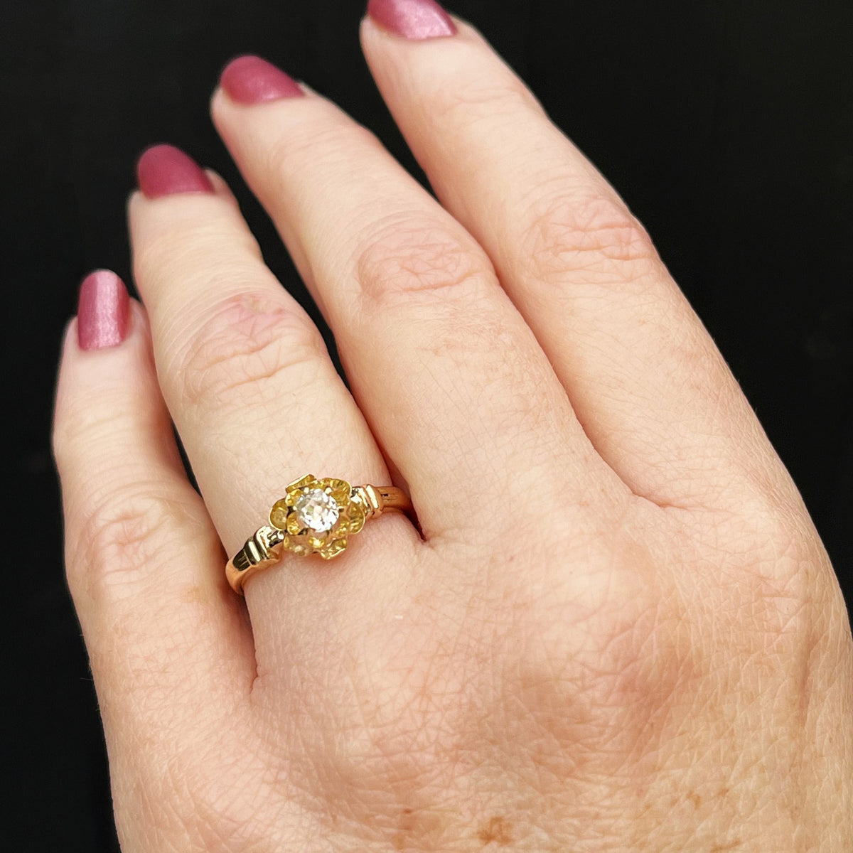 ANTIQUE EDWARDIAN c1900 OLD MINE CUT SOLATAIRE 18ct GOLD