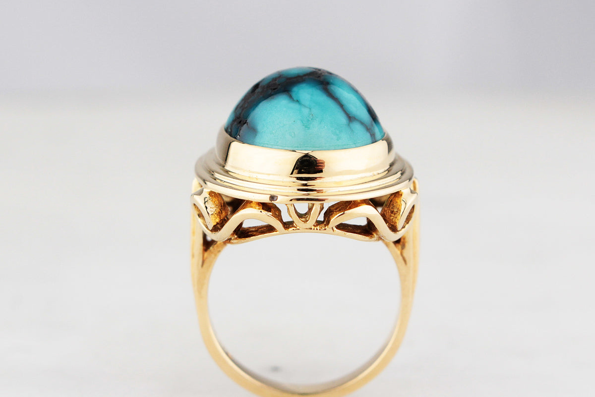 VINTAGE c1940’s TURQUOISE RING 18ct GOLD