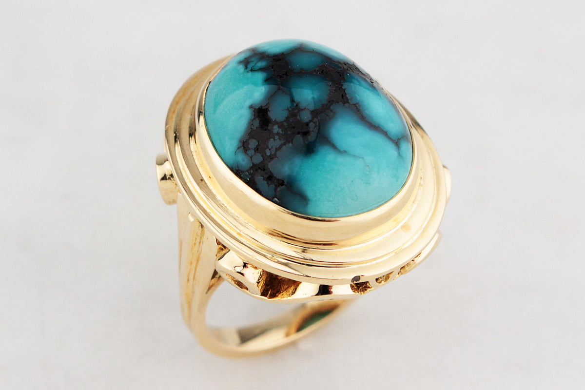 VINTAGE c1940’s TURQUOISE RING 18ct GOLD
