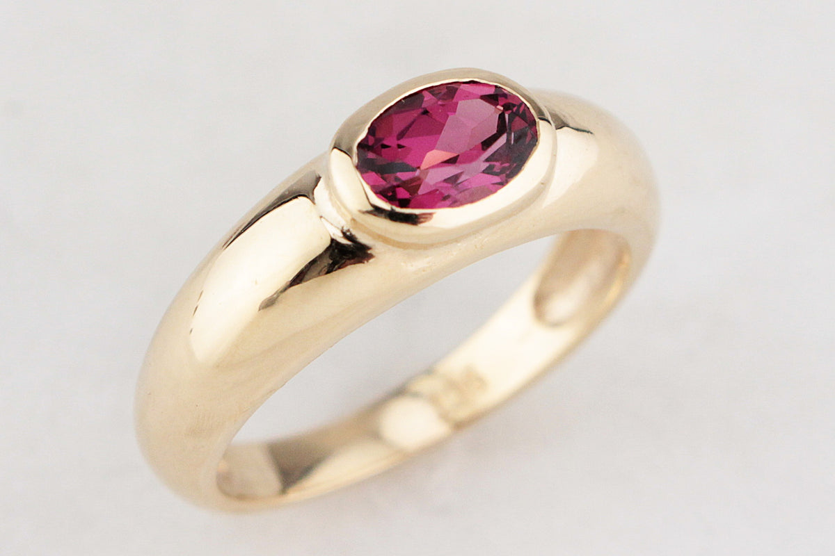 CUSTOM RHODOLITE GARNET RING 9ct GOLD