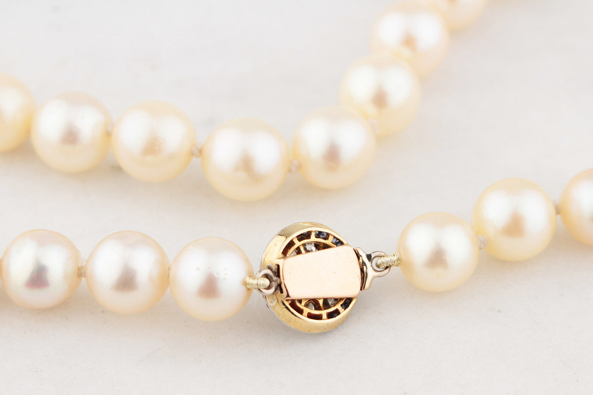 ART DECO PEARLS WITH SAPPHIRE &amp; DIAMOND CLASP 18ct GOLD