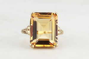 VINTAGE 10.2ct CITRINE COCKTAIL RING 9ct GOLD