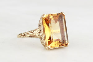 VINTAGE 10.2ct CITRINE COCKTAIL RING 9ct GOLD