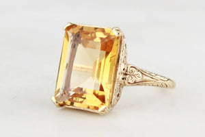 VINTAGE 10.2ct CITRINE COCKTAIL RING 9ct GOLD