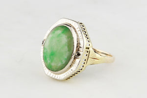 VINTAGE ART DECO c1930 JADE RING 10ct GOLD