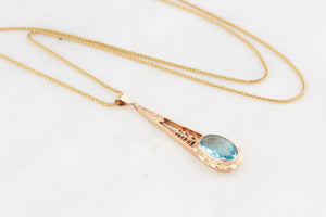 ANTIQUE EDWARDIAN c1900 BLUE PASTE PENDANT 9ct GOLD