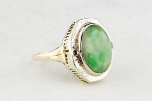 VINTAGE ART DECO c1930 JADE RING 10ct GOLD