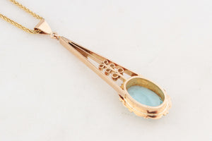 ANTIQUE EDWARDIAN c1900 BLUE PASTE PENDANT 9ct GOLD