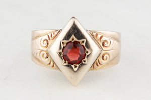 ANTIQUE EDWARDIAN STARBURST SET GARNET RING 9ct GOLD