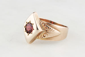 ANTIQUE EDWARDIAN STARBURST SET GARNET RING 9ct GOLD