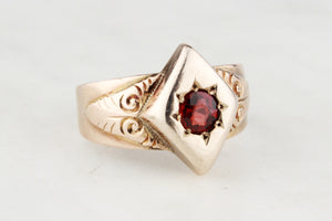 ANTIQUE EDWARDIAN STARBURST SET GARNET RING 9ct GOLD