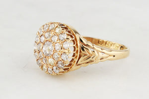 ANTIQUE VICTORIAN 1889 DIAMOND CLUSTER RING 18ct GOLD