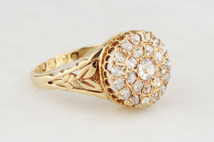 ANTIQUE VICTORIAN 1889 DIAMOND CLUSTER RING 18ct GOLD