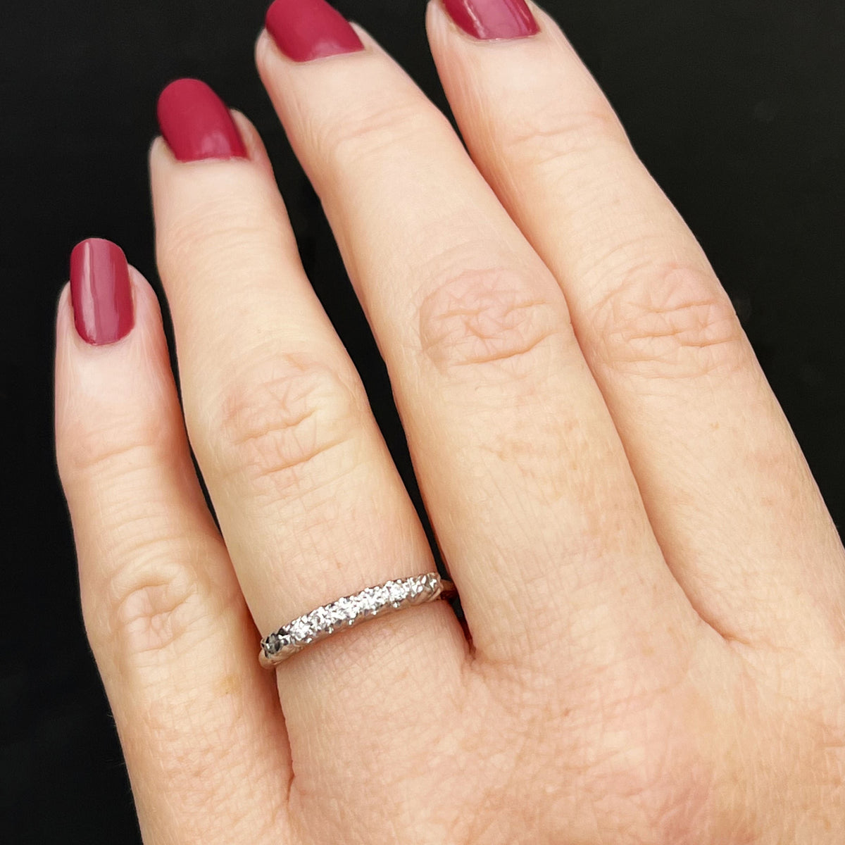 ANTIQUE ART DECO c1920 DIAMOND BAND 18ct WHITE GOLD &amp; PALLADIUM