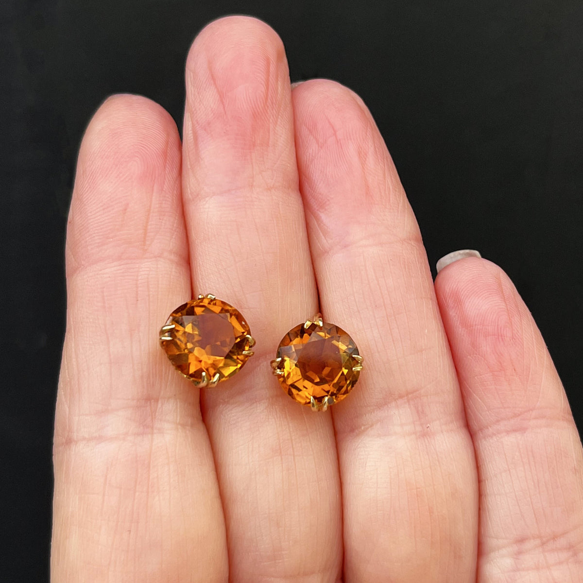 ANTIQUE EDWARDIAN c1910 CITRINE EARRINGS 9ct GOLD