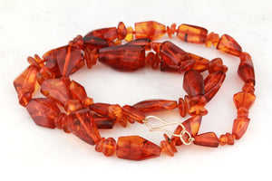 RETRO BALTIC AMBER NECKLACE 9ct GOLD